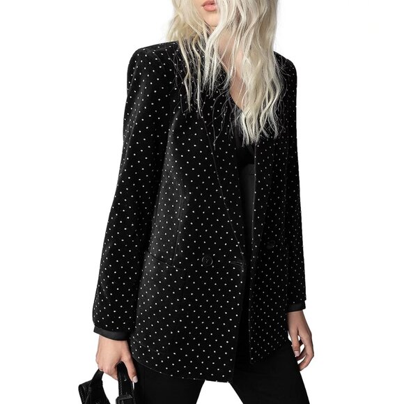 NWT Zadig & Voltaire | Visko Velvet Glitter Dots Blazer - Picture 4 of 17